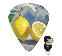 Guitar Picks 6 Pcs 3 Different Thickness Personalized Guitar Plectrums With Storage Box Lemon Fruit Guitar Picks Medium Thin Guitar Accessories (0.46mm, 0.71mm, 0.96mm)