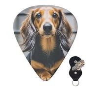 Guitar Picks 6 Pcs 3 Different Thickness Personalized Guitar Plectrums With Storage Box Long Haired Dachshund Guitar Picks Medium Thin Guitar Accessories (0.46mm, 0.71mm, 0.96mm)