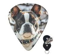 Guitar Picks 6 Pcs 3 Different Thickness Personalized Guitar Plectrums With Storage Box Lovely Boston Terrier Guitar Picks Medium Thin Guitar Accessories (0.46mm, 0.71mm, 0.96mm)