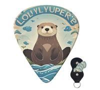 Guitar Picks 6 Pcs 3 Different Thickness Personalized Guitar Plectrums With Storage Box Lovely Sea Otter Print Guitar Picks Medium Thin Guitar Accessories (0.46mm, 0.71mm, 0.96mm)