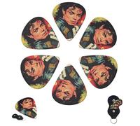 Guitar Picks 6 Pcs 3 Different Thickness Personalized Guitar Plectrums with Storage Box Michael Jackson 96 bad Guitar Picks Medium Thin Guitar Accessories (0.46mm, 0.71mm, 0.96mm)