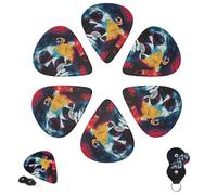 Guitar Picks 6 Pcs 3 Different Thickness Personalized Guitar Plectrums with Storage Box Michael Jackson Guitar Picks Medium Thin Guitar Accessories (0.46mm, 0.71mm, 0.96mm)