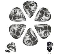 Guitar Picks 6 Pcs 3 Different Thickness Personalized Guitar Plectrums with Storage Box Michael Jackson Guitar Picks Medium Thin Guitar Accessories (0.46mm, 0.71mm, 0.96mm)