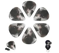 Guitar Picks 6 Pcs 3 Different Thickness Personalized Guitar Plectrums with Storage Box Michael Jackson Guitar Picks Medium Thin Guitar Accessories (0.46mm, 0.71mm, 0.96mm)