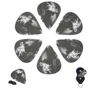 Guitar Picks 6 Pcs 3 Different Thickness Personalized Guitar Plectrums with Storage Box Michael Jackson Guitar Picks Medium Thin Guitar Accessories (0.46mm, 0.71mm, 0.96mm)