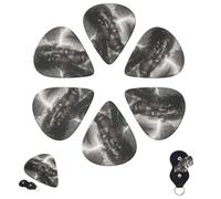 Guitar Picks 6 Pcs 3 Different Thickness Personalized Guitar Plectrums with Storage Box Michael Jackson Guitar Picks Medium Thin Guitar Accessories (0.46mm, 0.71mm, 0.96mm)