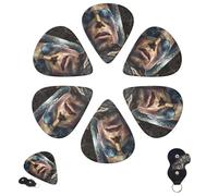 Guitar Picks 6 Pcs 3 Different Thickness Personalized Guitar Plectrums with Storage Box Michael Jackson Guitar Picks Medium Thin Guitar Accessories (0.46mm, 0.71mm, 0.96mm)