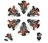 Guitar Picks 6 Pcs 3 Different Thickness Personalized Guitar Plectrums with Storage Box Michael Jackson Guitar Picks Medium Thin Guitar Accessories (0.46mm, 0.71mm, 0.96mm)