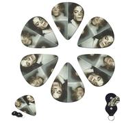Guitar Picks 6 Pcs 3 Different Thickness Personalized Guitar Plectrums with Storage Box Michael Jackson Guitar Picks Medium Thin Guitar Accessories (0.46mm, 0.71mm, 0.96mm)