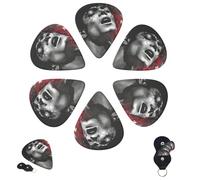 Guitar Picks 6 Pcs 3 Different Thickness Personalized Guitar Plectrums with Storage Box Michael Jackson Guitar Picks Medium Thin Guitar Accessories (0.46mm, 0.71mm, 0.96mm)