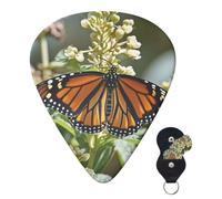 Guitar Picks 6 Pcs 3 Different Thickness Personalized Guitar Plectrums With Storage Box Monarch Butterflies Guitar Picks Medium Thin Guitar Accessories (0.46mm, 0.71mm, 0.96mm)
