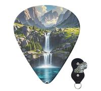 Guitar Picks 6 Pcs 3 Different Thickness Personalized Guitar Plectrums With Storage Box Mountain Waterfall Guitar Picks Medium Thin Guitar Accessories (0.46mm, 0.71mm, 0.96mm)