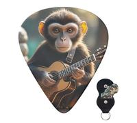 Guitar Picks 6 Pcs 3 Different Thickness Personalized Guitar Plectrums With Storage Box Music Monkey Guitar Picks Medium Thin Guitar Accessories (0.46mm, 0.71mm, 0.96mm)