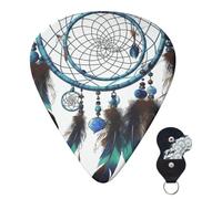 Guitar Picks 6 Pcs 3 Different Thickness Personalized Guitar Plectrums With Storage Box Native American Dream Catcher Guitar Picks Medium Thin Guitar Accessories (0.46mm, 0.71mm, 0.96mm)