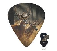 Guitar Picks 6 Pcs 3 Different Thickness Personalized Guitar Plectrums With Storage Box Nature Wild Animal Deers Guitar Picks Medium Thin Guitar Accessories (0.46mm, 0.71mm, 0.96mm)