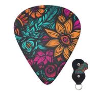 Guitar Picks 6 Pcs 3 Different Thickness Personalized Guitar Plectrums With Storage Box Neon Colors Pattern Guitar Picks Medium Thin Guitar Accessories (0.46mm, 0.71mm, 0.96mm)