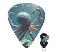 Guitar Picks 6 Pcs 3 Different Thickness Personalized Guitar Plectrums With Storage Box Ocean Animal Octopus Guitar Picks Medium Thin Guitar Accessories (0.46mm, 0.71mm, 0.96mm)