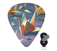 Guitar Picks 6 Pcs 3 Different Thickness Personalized Guitar Plectrums With Storage Box Origami Paper Cranes Guitar Picks Medium Thin Guitar Accessories (0.46mm, 0.71mm, 0.96mm)