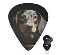 Guitar Picks 6 Pcs 3 Different Thickness Personalized Guitar Plectrums With Storage Box Pad Dachshund Guitar Picks Medium Thin Guitar Accessories (0.46mm, 0.71mm, 0.96mm)