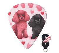 Guitar Picks 6 Pcs 3 Different Thickness Personalized Guitar Plectrums With Storage Box Pink Poodles Dogs Guitar Picks Medium Thin Guitar Accessories (0.46mm, 0.71mm, 0.96mm)
