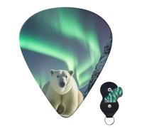 Guitar Picks 6 Pcs 3 Different Thickness Personalized Guitar Plectrums With Storage Box Polar Bears Northern Lights Guitar Picks Medium Thin Guitar Accessories (0.46mm, 0.71mm, 0.96mm)