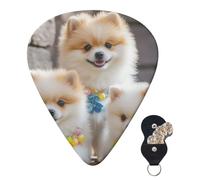 Guitar Picks 6 Pcs 3 Different Thickness Personalized Guitar Plectrums With Storage Box Pomeranians Puppies Guitar Picks Medium Thin Guitar Accessories (0.46mm, 0.71mm, 0.96mm)