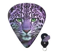 Guitar Picks 6 Pcs 3 Different Thickness Personalized Guitar Plectrums With Storage Box Purple Leopard Guitar Picks Medium Thin Guitar Accessories (0.46mm, 0.71mm, 0.96mm)