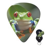 Guitar Picks 6 Pcs 3 Different Thickness Personalized Guitar Plectrums With Storage Box Red Eyed Tree Frog Guitar Picks Medium Thin Guitar Accessories (0.46mm, 0.71mm, 0.96mm)