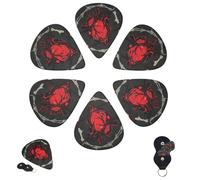 Guitar Picks 6 Pcs 3 Different Thickness Personalized Guitar Plectrums with Storage Box Red heart symbol Guitar Picks Medium Thin Guitar Accessories (0.46mm, 0.71mm, 0.96mm)