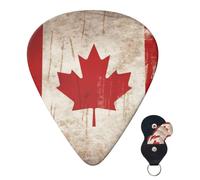 Guitar Picks 6 Pcs 3 Different Thickness Personalized Guitar Plectrums With Storage Box Retro Canada Flag Guitar Picks Medium Thin Guitar Accessories (0.46mm, 0.71mm, 0.96mm)