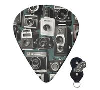 Guitar Picks 6 Pcs 3 Different Thickness Personalized Guitar Plectrums With Storage Box Retro Cool Camera Collection Guitar Picks Medium Thin Guitar Accessories (0.46mm, 0.71mm, 0.96mm)