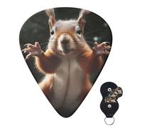 Guitar Picks 6 Pcs 3 Different Thickness Personalized Guitar Plectrums With Storage Box Squirrel Funny Animal Guitar Picks Medium Thin Guitar Accessories (0.46mm, 0.71mm, 0.96mm)