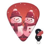 Guitar Picks 6 Pcs 3 Different Thickness Personalized Guitar Plectrums With Storage Box Two Snowmen Together Guitar Picks Medium Thin Guitar Accessories (0.46mm, 0.71mm, 0.96mm)