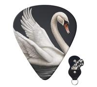 Guitar Picks 6 Pcs 3 Different Thickness Personalized Guitar Plectrums With Storage Box White Swan Guitar Picks Medium Thin Guitar Accessories (0.46mm, 0.71mm, 0.96mm)