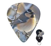 Guitar Picks 6 Pcs 3 Different Thickness Personalized Guitar Plectrums With Storage Box Winter Bird On Branch Guitar Picks Medium Thin Guitar Accessories (0.46mm, 0.71mm, 0.96mm)