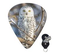 Guitar Picks 6 Pcs 3 Different Thickness Personalized Guitar Plectrums With Storage Box Winter White Owl Guitar Picks Medium Thin Guitar Accessories (0.46mm, 0.71mm, 0.96mm)