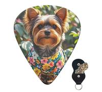Guitar Picks 6 Pcs 3 Different Thickness Personalized Guitar Plectrums With Storage Box Yorkie Floral Guitar Picks Medium Thin Guitar Accessories (0.46mm, 0.71mm, 0.96mm)