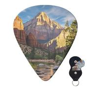 Guitar Picks 6 Pcs 3 Different Thickness Personalized Guitar Plectrums With Storage Box Zion National Park Guitar Picks Medium Thin Guitar Accessories (0.46mm, 0.71mm, 0.96mm)