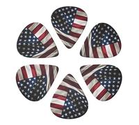 Guitar Picks 6 Pcs American Flag Print Guitar Plectrums for Bass Electric Acoustic Guitars Ukulele