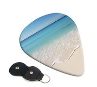 Guitar Picks 6 Pcs Beach Clear Sea Sand Print Guitar Plectrums for Bass Electric Acoustic Guitars Ukulele