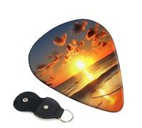 Guitar Picks 6 Pcs Beach Sunrise Print Guitar Plectrums for Bass Electric Acoustic Guitars Ukulele