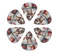 Guitar Picks 6 Pcs Bear on the Train Print Guitar Plectrums for Bass Electric Acoustic Guitars Ukulele