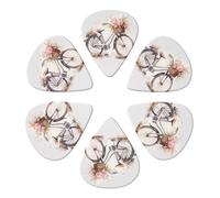 Guitar Picks 6 Pcs Bicycle in the Rain Print Guitar Plectrums for Bass Electric Acoustic Guitars Ukulele