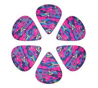 Guitar Picks 6 Pcs Blue Neon Pink Camo Print Guitar Plectrums for Bass Electric Acoustic Guitars Ukulele