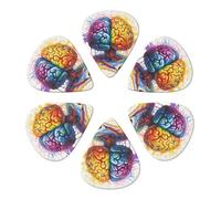 Guitar Picks 6 Pcs Brain Image Print Guitar Plectrums for Bass Electric Acoustic Guitars Ukulele