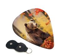 Guitar Picks 6 Pcs Brown bear in autumn Print Guitar Plectrums for Bass Electric Acoustic Guitars Ukulele