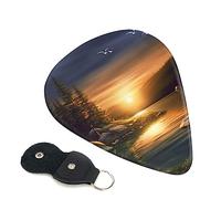 Guitar Picks 6 Pcs Camping Lake Print Guitar Plectrums for Bass Electric Acoustic Guitars Ukulele