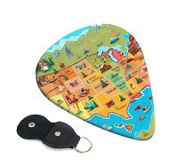 Guitar Picks 6 Pcs Cartoon American Map Print Guitar Plectrums for Bass Electric Acoustic Guitars Ukulele