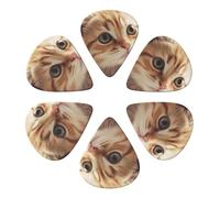 Guitar Picks 6 Pcs Cat with Round Eyes Print Guitar Plectrums for Bass Electric Acoustic Guitars Ukulele