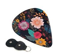 Guitar Picks 6 Pcs Colorful Boho Floral Print Guitar Plectrums for Bass Electric Acoustic Guitars Ukulele